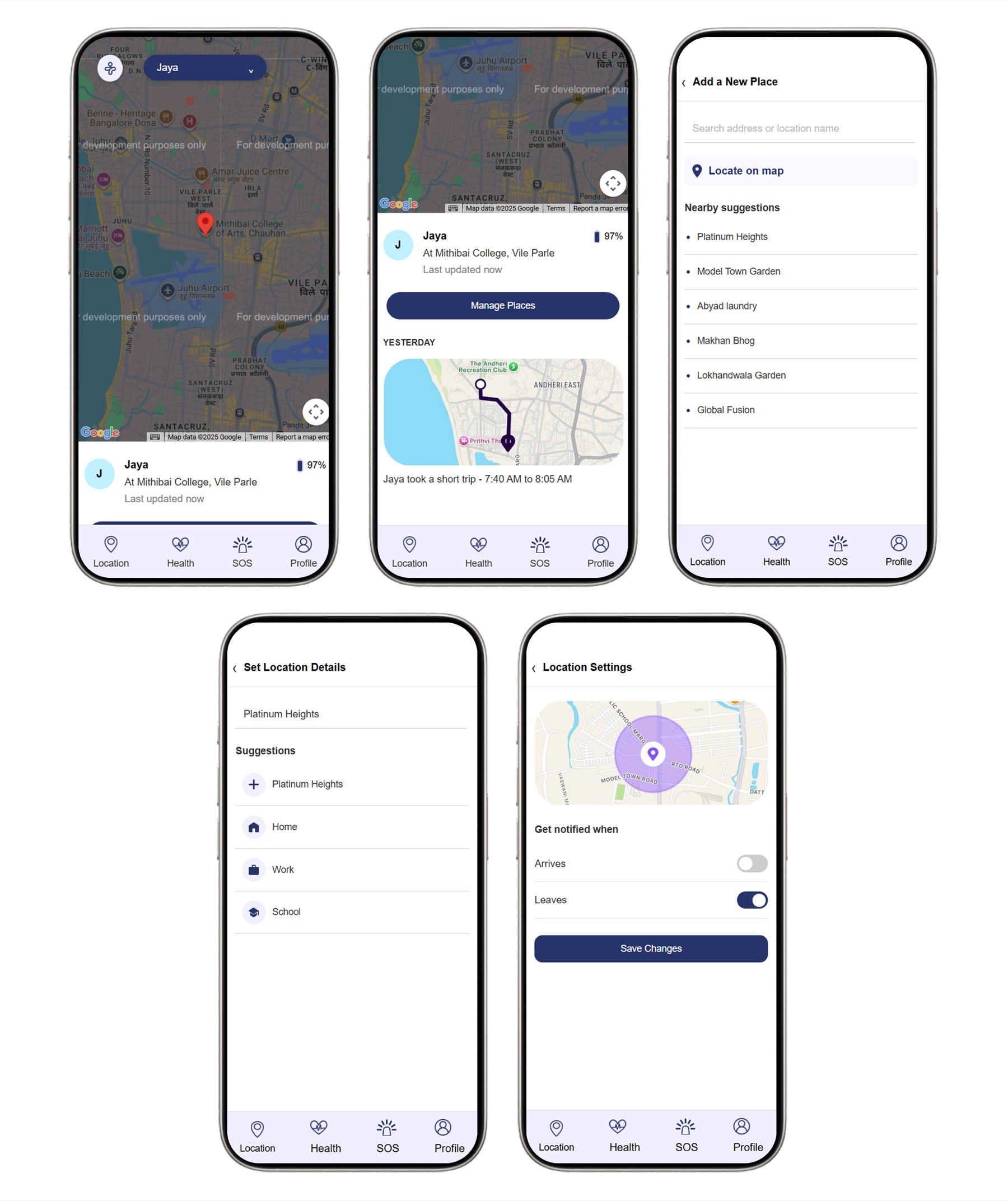 caregiver monitoring elderly's location