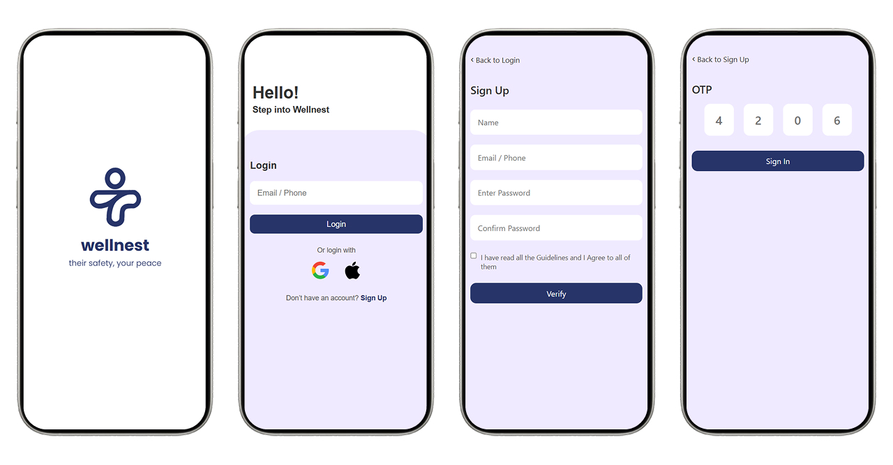 from opening the app to signing up / logging in